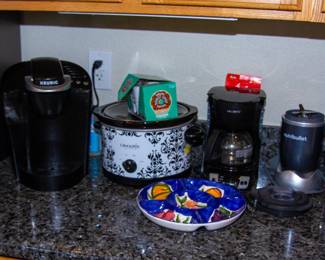 Keurig, crock pot, Mr. Coffee, and Nutribullet