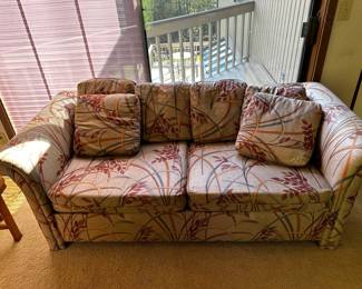 Floral Upholstered Love Seat with Pull Out Bed
