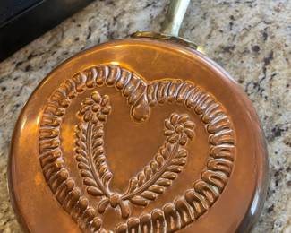 Copper Frying Pan with Heart Design