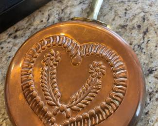Copper Frying Pan with Heart Design