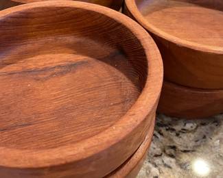 Set of 6 Teak Wood Carved Bowls