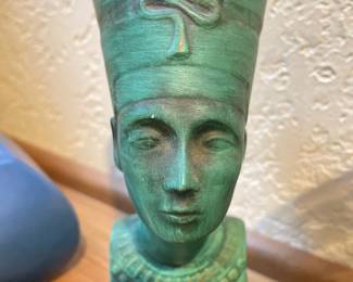 Ancient Egyptian Queen Nefertiti Turquoise Head Statue
