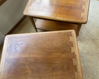 Pair of  Mid Century Walnut Dovetail Side Tables