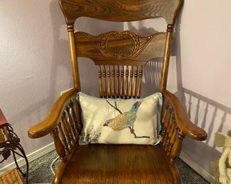 Solid Oak Spindle Back Rocking Chair
