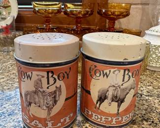 Cowboy Tin Salt and Pepper Shakers