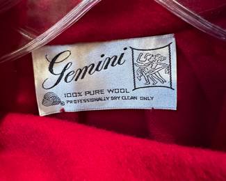 1970 Gemini Red Wool Wrap