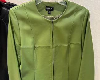 Artifacts Lime Green Faux Leather Zip Up Jacket