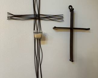 Metal Wire Cross/Crucifix with Candle Holder, Metal Cross/Crucifix