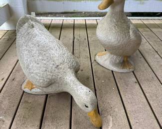 Pair of White Duck Outdoor Decor Statues