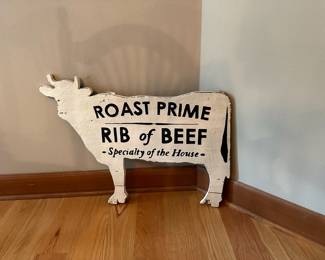 White Bull Sign/Decor "Roast Prime Rib of Beef Speciality of the House"