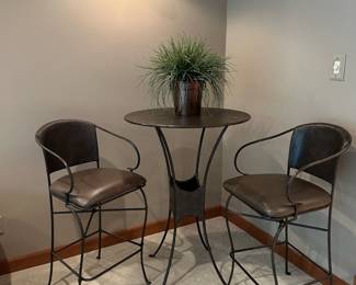 Contemporary Metal Pub Table with 2 Chairs 