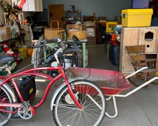 Lots of great garage items:
Drafting table, vintage drafting tools,
Vintage toys, Hot Rod magazines, hand tools, more