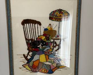 Vintage Crewel/Embroidery Framed Work