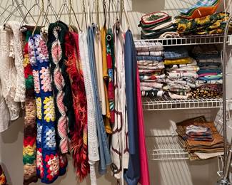 Crocheted Blankets,
Table cloths
Towels
Linens