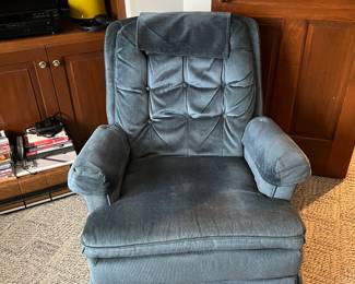 Blue chair- sure looks comfy. 