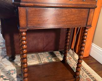 Living Room:  This is a side view of the previously shown English-style side table.  Notice the bobbin-style legs.