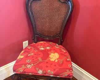 Dining Room:  This is one of the eight KARGES side chairs.  Notice that these side chairs have floral upholstered seats that coordinate with the two KARGES armchairs previously shown.