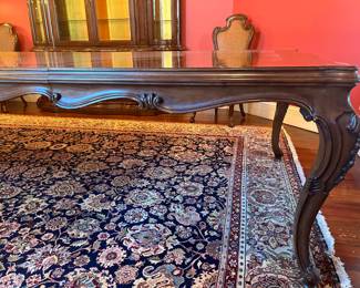 Dining Room:  The KARGES table has a carved apron and carved legs.