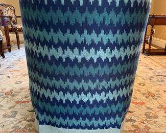 Living Room:  The club chair's back shows a "barrel" design.  Notice the banding at the bottom.