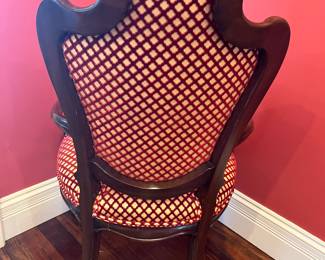 Dining Room:  The back of the KARGES armchair has the same upholstery as the front and seat.