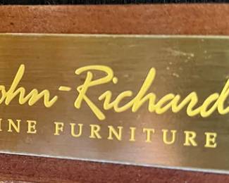 Living Room:  The label on the table's underside is shown:  John-Richard Fine Furniture.