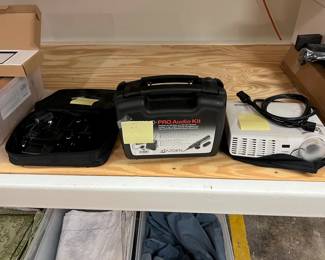 LED Light Kit, Video microphone kit, projector.