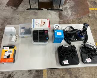 Routers, Cannon Selphy Printer (Sold), Label printer, speakers, Play Station Flight Stick