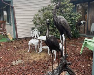 Life Size Bronze fountain Cranes on Branch 