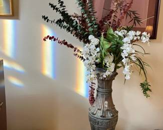 #35	Misc.	Vtg. Weathered Clay Vase Ornate - 21.5" H	 $25.00 
