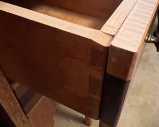 #182	cabinet	Midcentury vanity, 4 drawers, with stool.  Beveled glass trifold mirror.  42x18x32.  Mirror 41x31	 $200.00 			
