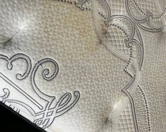 #7	Bed	King Size Leather Style Headboard & footboard w/frame (incl. Beauty Rest  Mattress - (has a stain and a small hole)	 $225.00 
