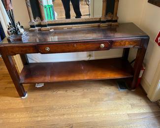 #159	Table	Entry table, one drawer, American Martindale with protective glass top. 54x16x27 1/2	 $275.00 			
