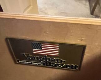 #186	Cabinet	Vaughan Bassett cabinet, two drawers with glass protected top 29x16x29	 $175.00 			
