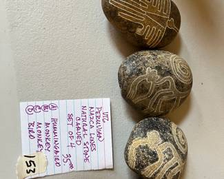 #153	Art	VTG Peruvian Nazca Lines natural stone carved, set of 4, 	 $35.00 			
