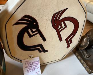 #155	Art	VTG Native American signed Bodhran Raw Hide Pow Wow drum	 $85.00 			

