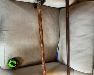 #130	Cane	Three piece brass head cane, 36 in.  	 $75.00 			
#131	Cane	Curved walking piece with national park metal tag.  32 in.  	 $30.00 			
