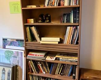 #190	Bookcase	Two stacked primitive wood bookcases. Four shelves.  336x11x35-70 tall	 $100.00 			
