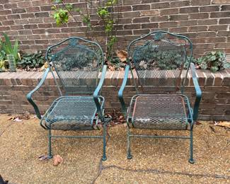 #233	(2) metal spring chairs green	 $75.00 
