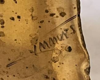 #171 Copper Brass clock, signed Ymmuns. missing 1 hand $75.00

