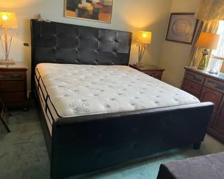 #7	Bed	King Size Leather Style Headboard & footboard w/frame (incl. Beauty Rest  Mattress - (has a stain and a small hole)	 $225.00 
