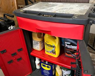 #105	Garage	Work Horse rolling plastic tool cart with metal top.  33x18x40	 $60.00 			
