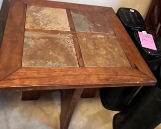 #176	Table	28" square tile top table, pedestal base.  25"tall	 $75.00 			
