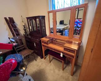 #182 Midcentury vanity with 4 drawers and mirror $200