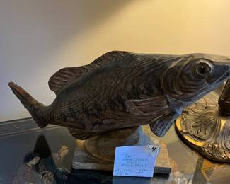 #44	Misc.	Vtg. 2 pc Hand carved Wood Brook Trout - 14"L x 9"H x 4.5"W	 $25.00 
