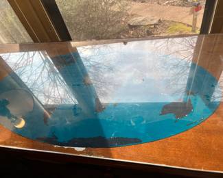 top to the #58 Dresser with slate drawer front painting of world on it.  $125.