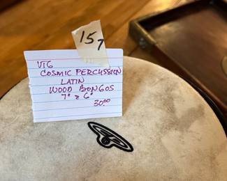 #157	Art	VTG Cosmic Percussion Latin wood bongos	 $30.00 			
