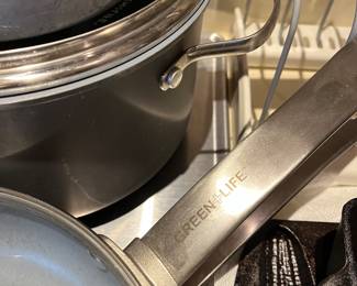 #143	Pots	Green and Light pots and pans set, 9 pieces	 $50.00 			
