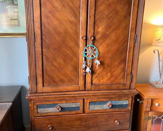 #55  slate tile drawer front Armoire/Storage Cabinet w/places for shelves & metal bar w/4 drawers - 42x21x76	 $75.00 			
