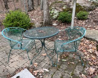 #234	metal table with 2 chairs 30x 29 table 	 $75.00 
