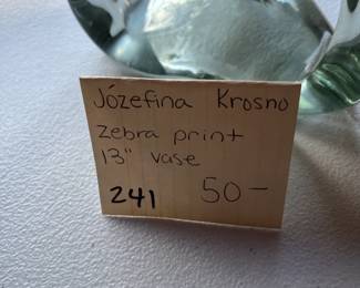 #241	Glass	Jozefina Krosno Zebra Print 13" Vase	 $50.00 
